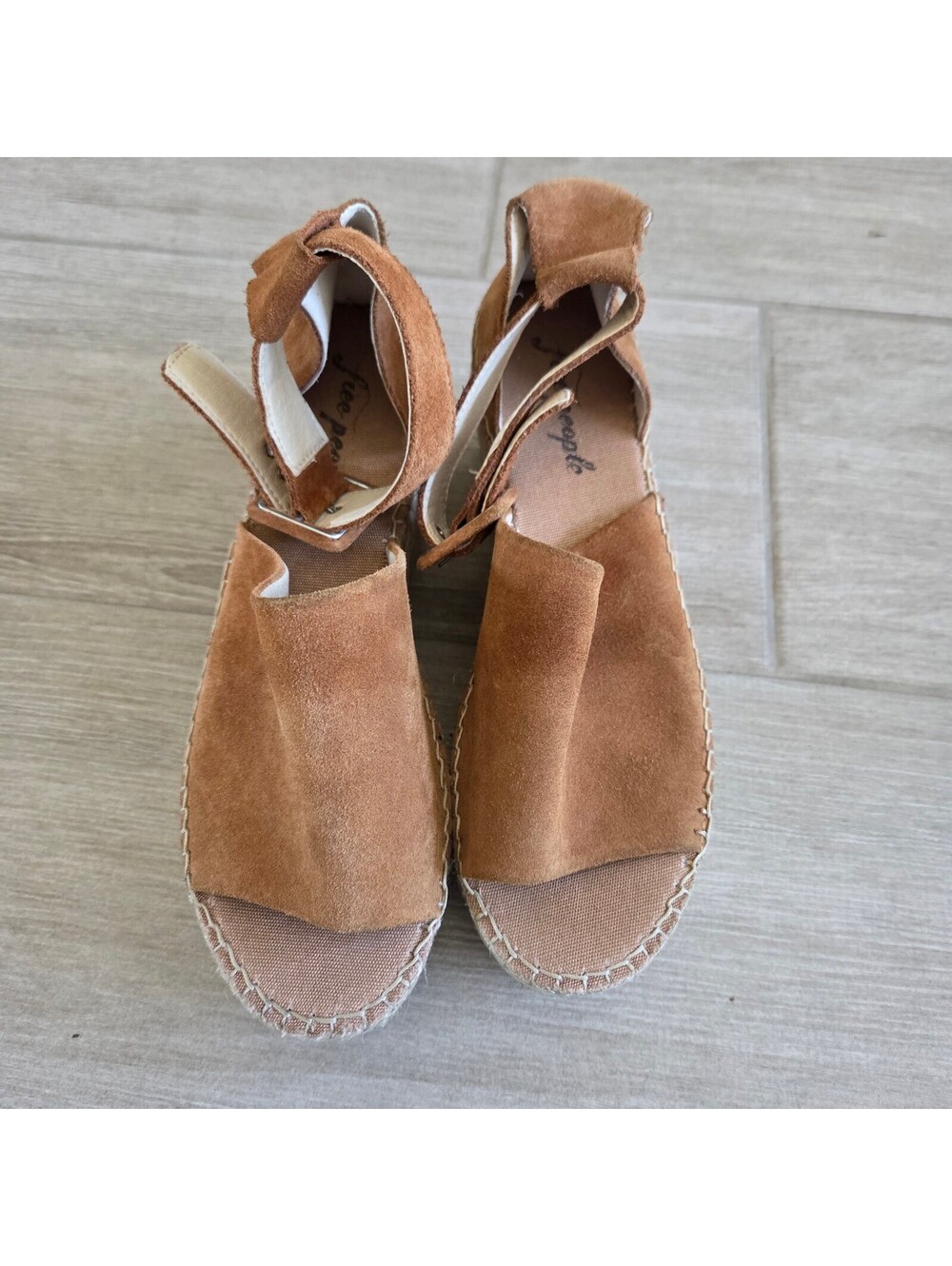 Free People Brown Suede Espadrille Wedge Sandals Size 39